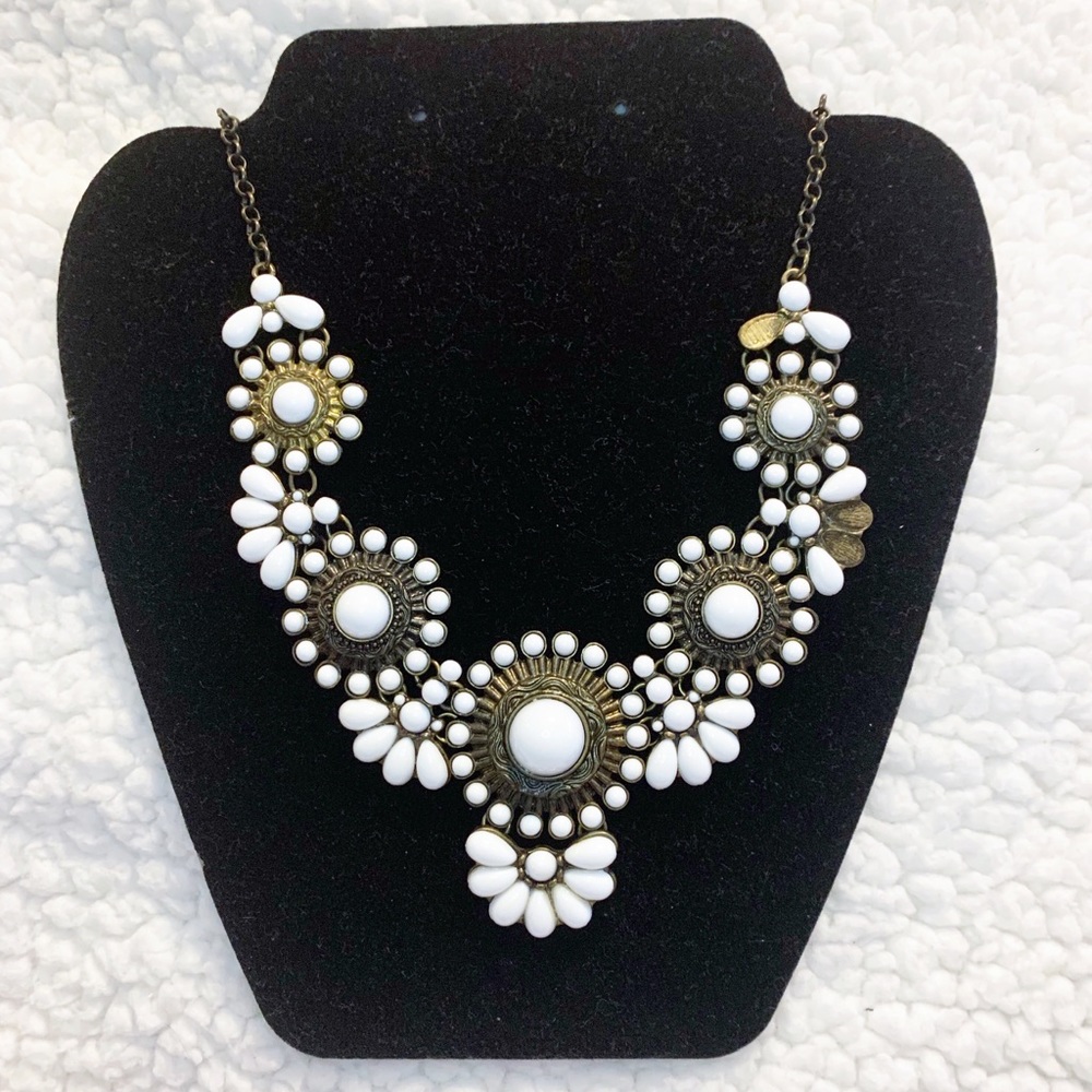 White and Gold Statement Necklace